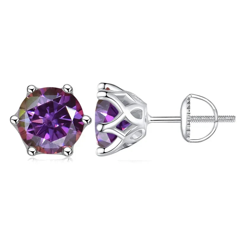 Moissanite Stud Earrings 0.5-2CT Screw Back S925 Sterling Silver 18K Plated