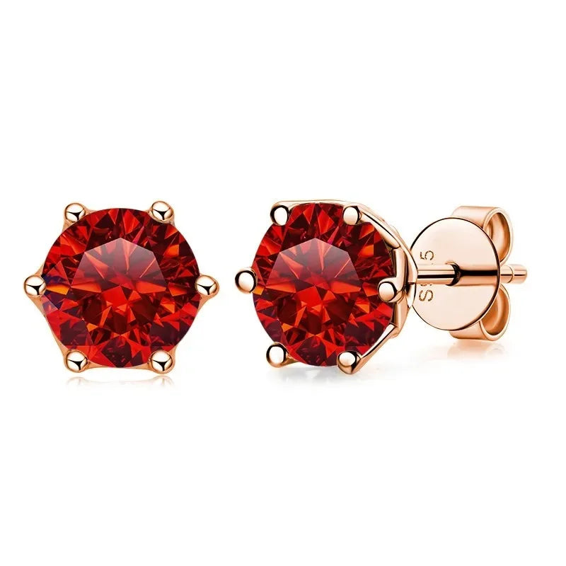 Moissanite Stud Earrings 0.5/1/2 CT Rose Gold Plated Sterling Silver 925