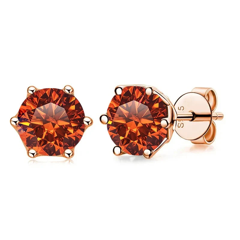 Moissanite Stud Earrings 0.5/1/2 CT Rose Gold Plated Sterling Silver 925