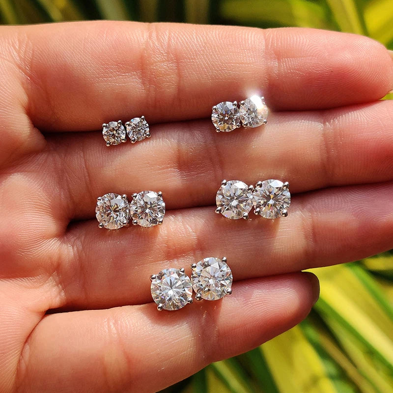Moissanite Stud Earrings 0.1-3CT S925 Sterling Silver Platinum Plated Bride