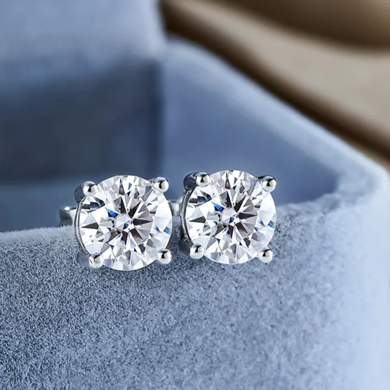 Moissanite Stud Earrings 0.1-3CT S925 Sterling Silver Platinum Plated Bride