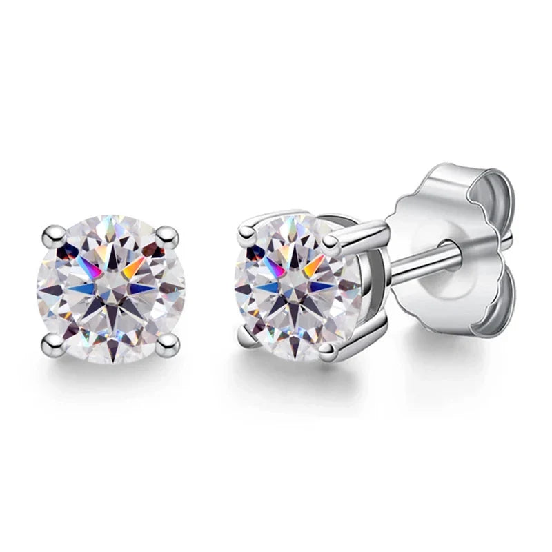 Moissanite Stud Earrings 0.1-3CT S925 Sterling Silver Platinum Plated Bride