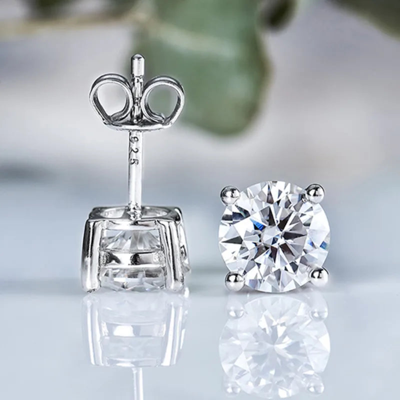 Moissanite Stud Earrings 0.1-3CT S925 Sterling Silver Platinum Plated Bride