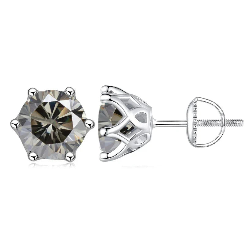 Moissanite Stud Earrings 0.5-2CT Screw Back S925 Sterling Silver 18K Plated