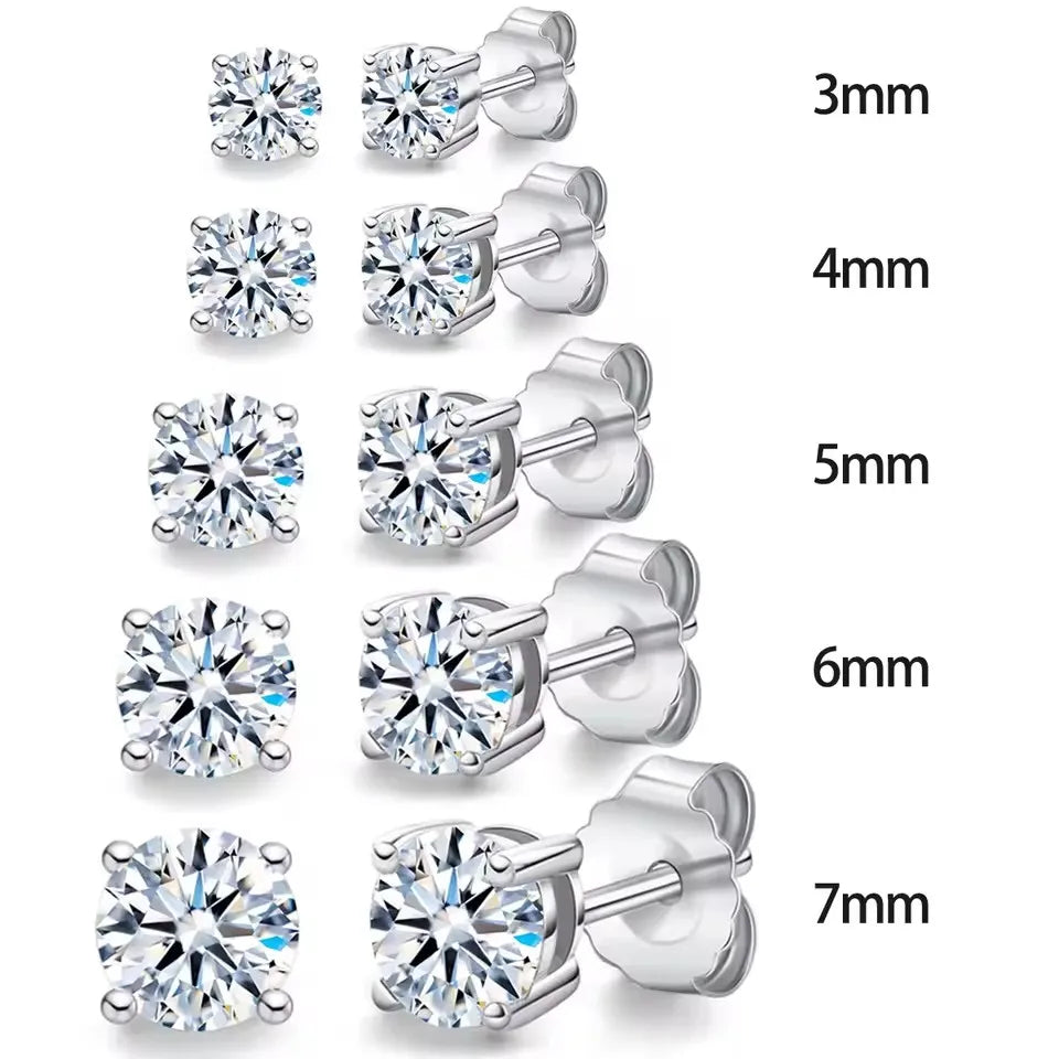 Moissanite Stud Earrings 0.1-3CT S925 Sterling Silver Platinum Plated Bride