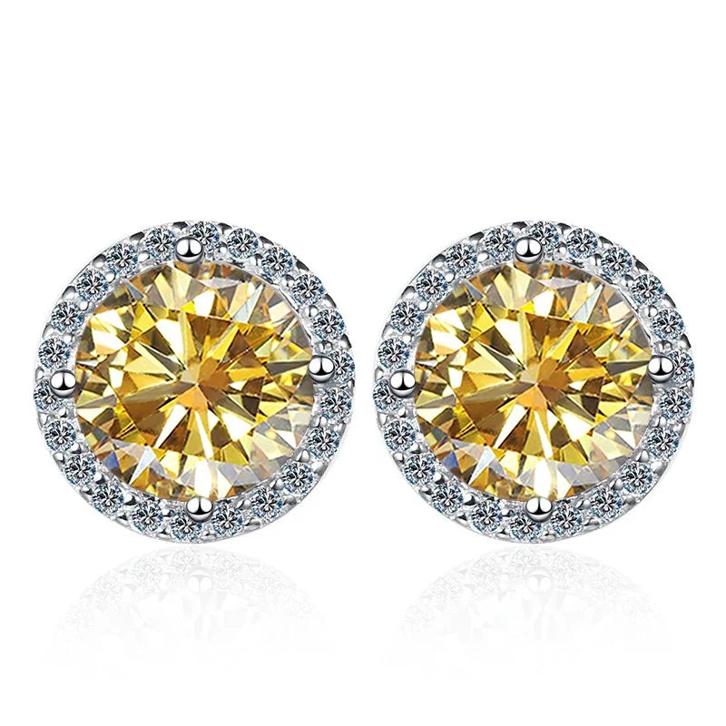 Moissanite Stud Earrings 0.8ct D Color 925 Sterling Silver 18K White Gold