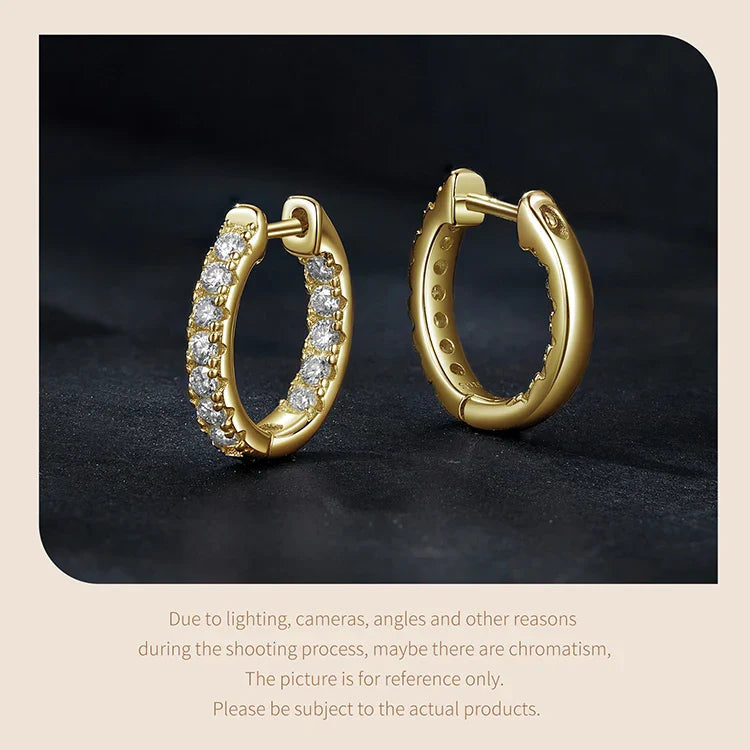 Moissanite Two-Tone Small Hoop Earrings 1cm Round Sparkling Engagement