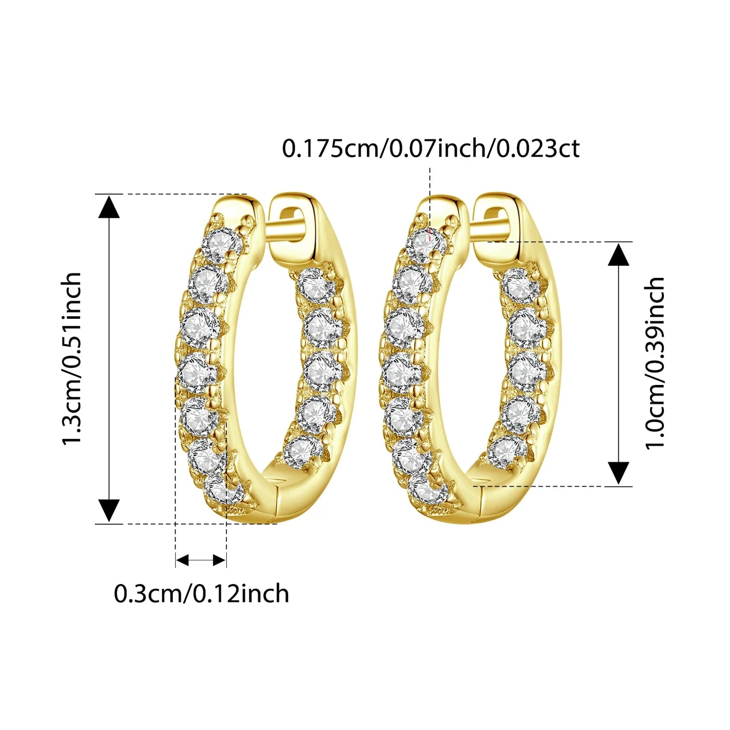 Moissanite Two-Tone Small Hoop Earrings 1cm Round Sparkling Engagement