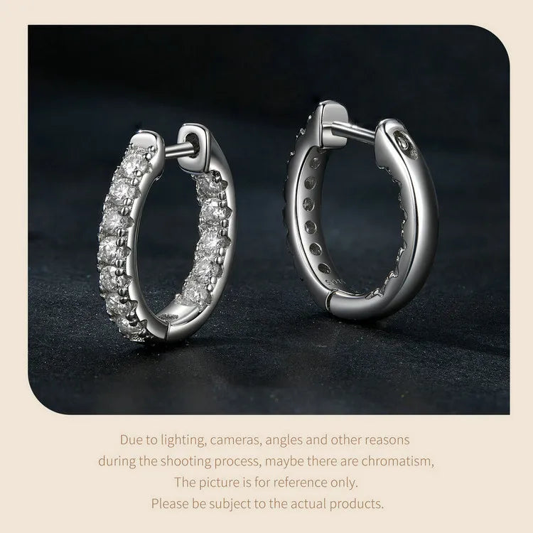 Moissanite Two-Tone Small Hoop Earrings 1cm Round Sparkling Engagement