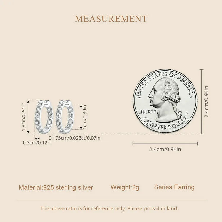 Moissanite Two-Tone Small Hoop Earrings 1cm Round Sparkling Engagement