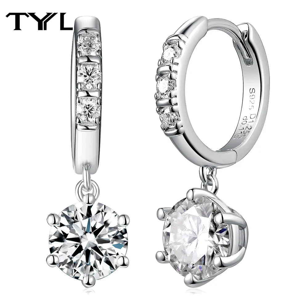 Moissanite VVS1 Drop Earrings 18K Gold Plated 925 Sterling Round Pear Square