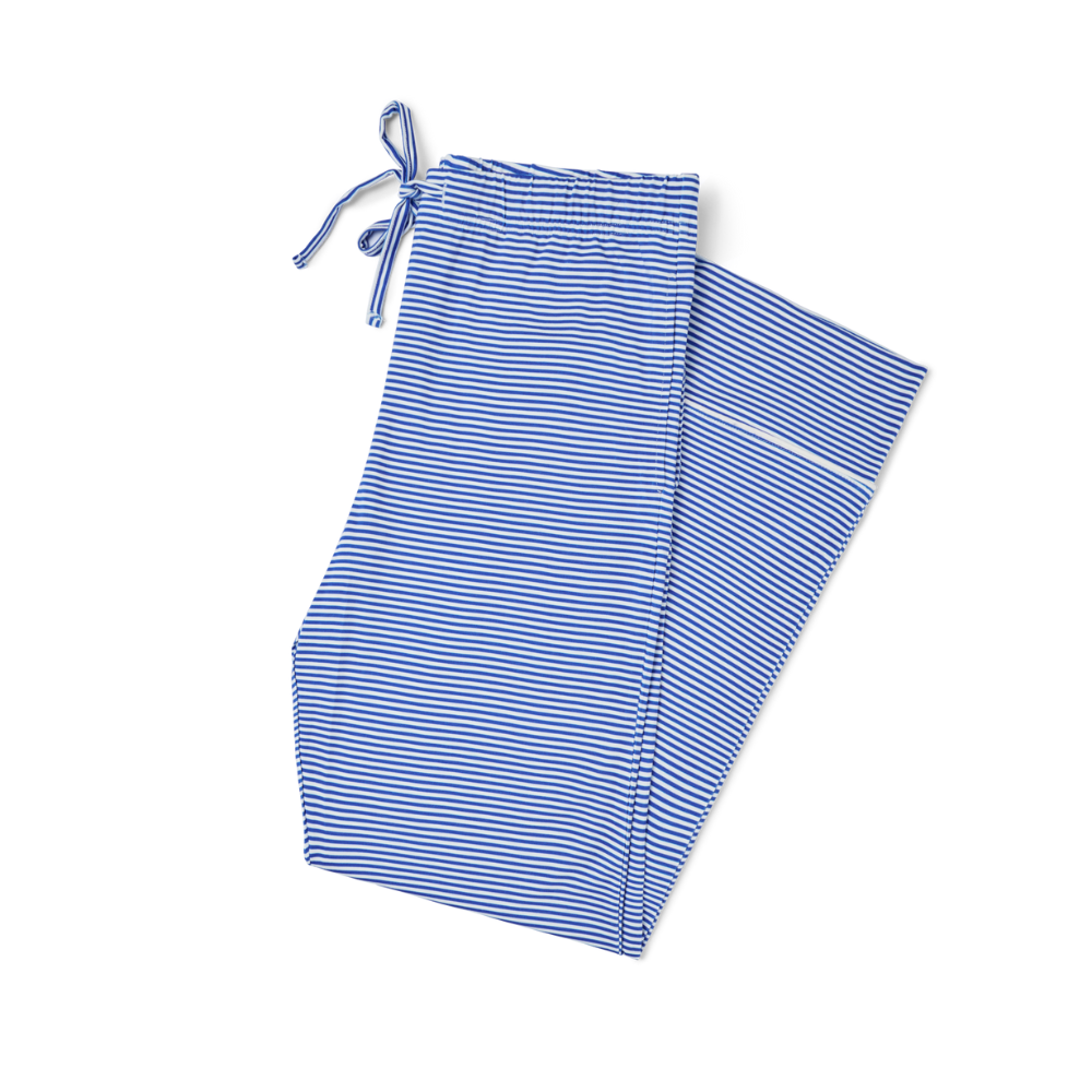 Conjunto de pijama de bambú de manga corta y pantalón a rayas cobalto para mujer