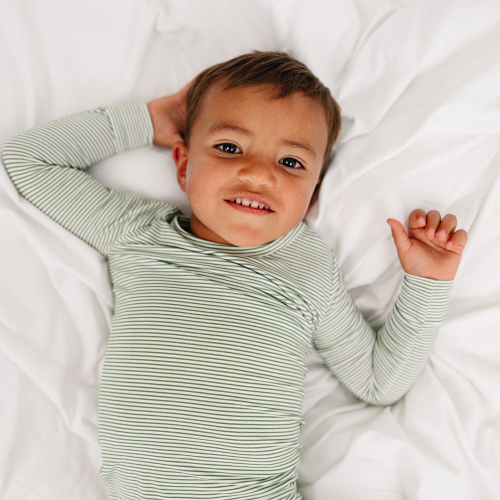 Evergreen Stripe Bamboo Kids Pajama Set