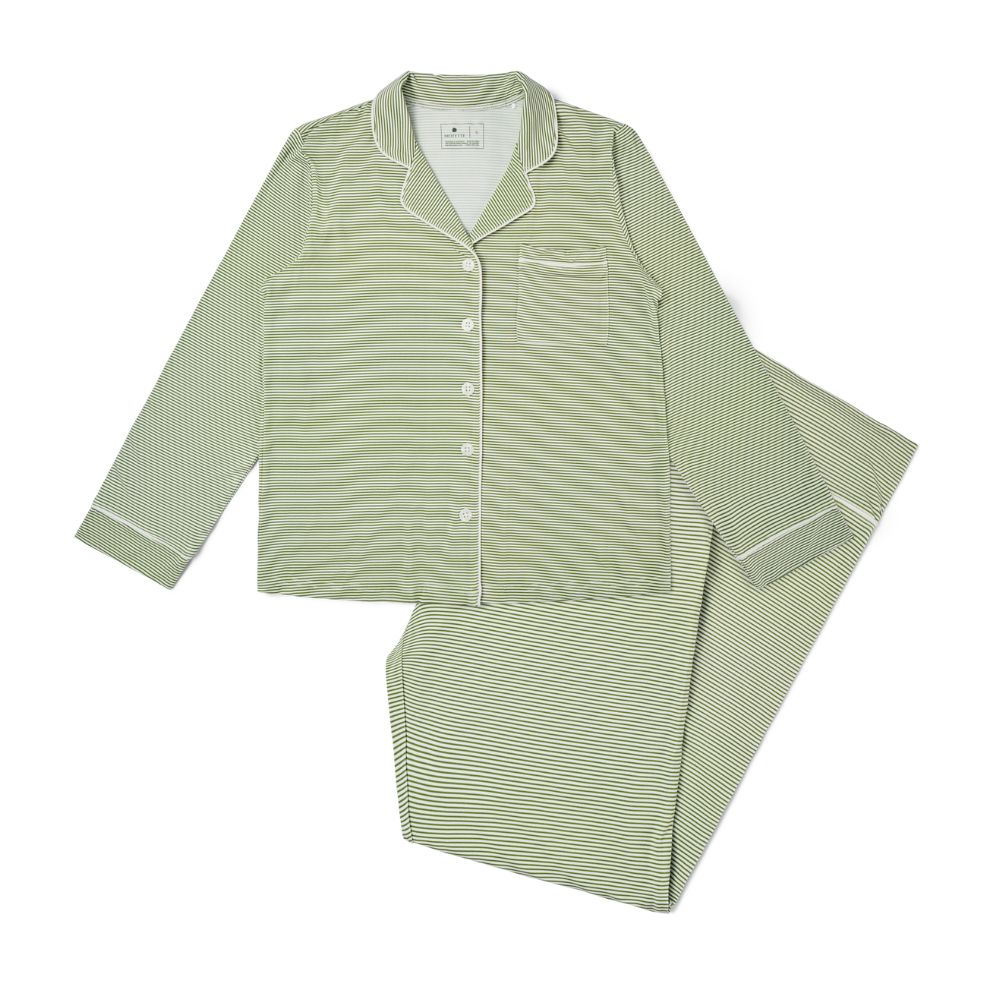 Pijama de Bambú Evergreen de Manga Larga a Rayas para Mujer (Camisa y Pantalones)