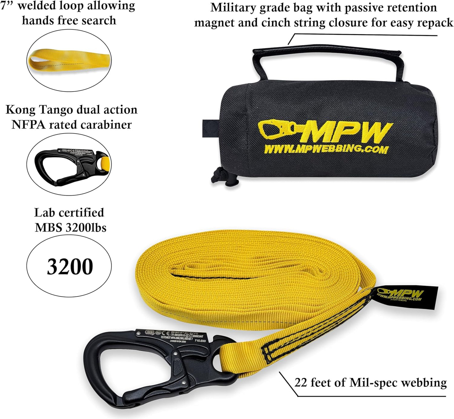 Kit de cinchas multipropósito - Herramienta de rescate para bomberos - MPW