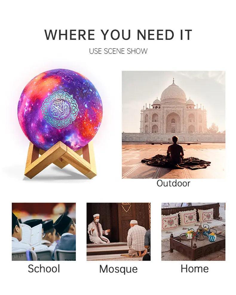 MR033 Color Moon Light Bluetooth Quran Speaker, QB512 Smart App Control Night Light