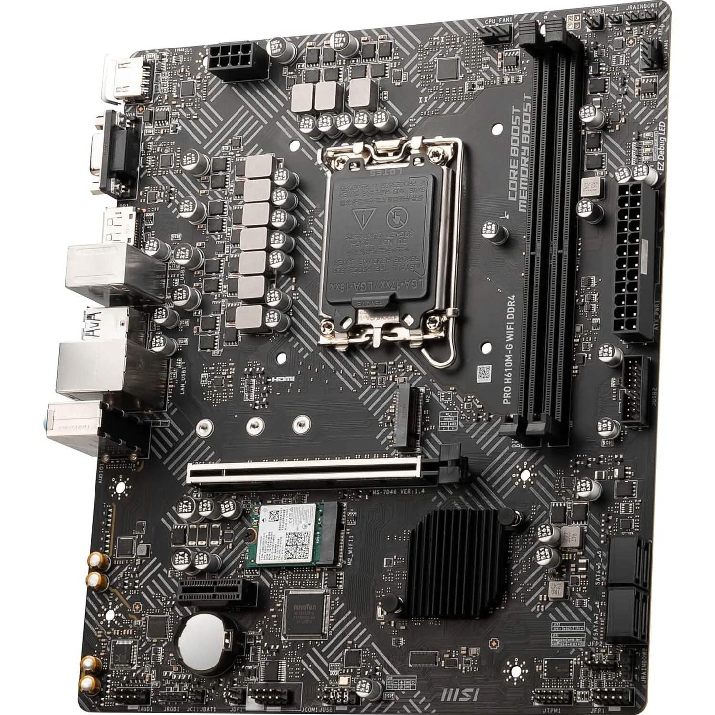 MSI PRO H610M-G WiFi DDR4 ProSeries Motherboard (mATX, 12th/13th Gen Intel Core, LGA 1700 Socket, DDR4, PCIe 4, 2.5G LAN, M.2 Slots, USB 3.2, Wi-Fi 6)  (Refurbished)