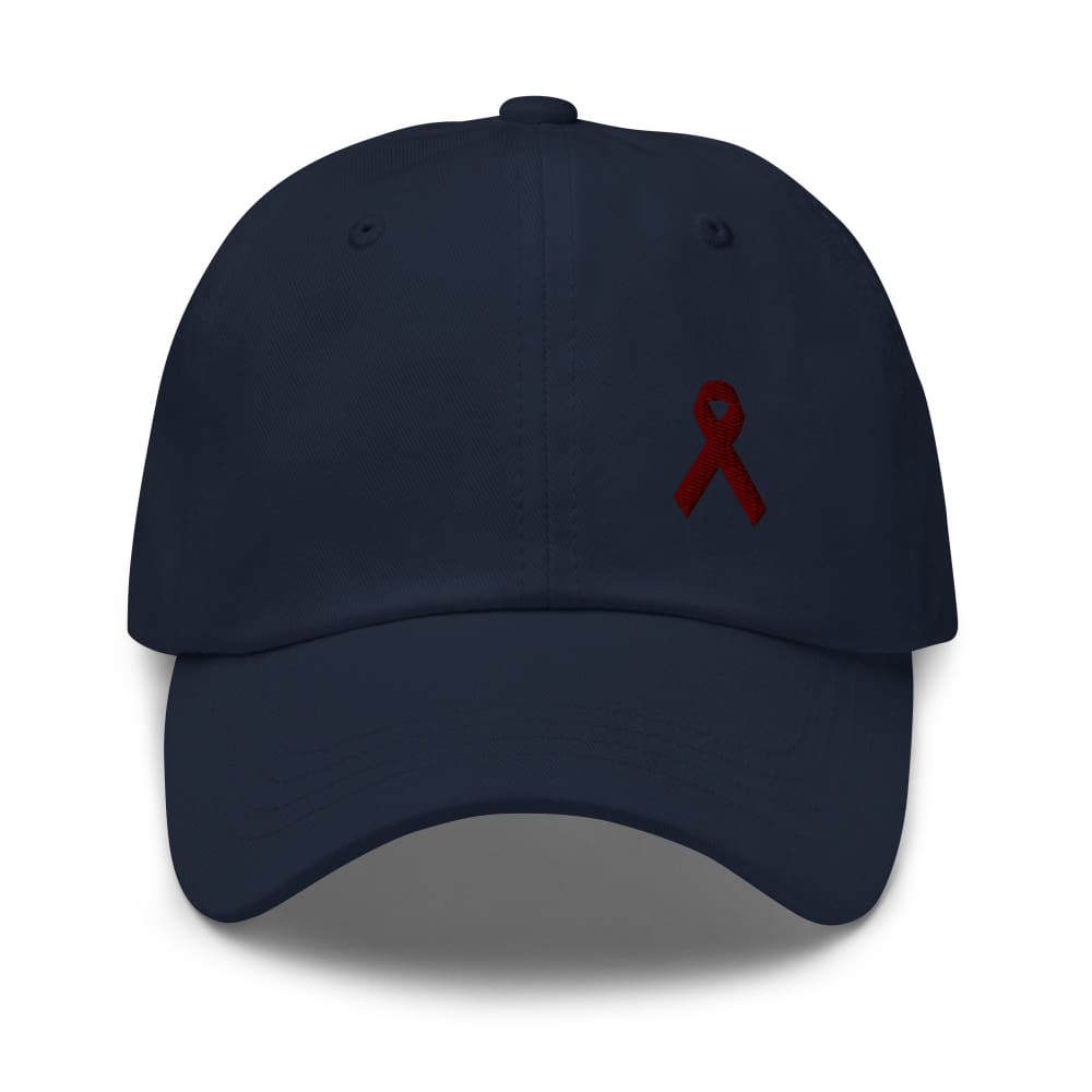 Multiple Myeloma Awareness Dad Hat with Burgundy Ribbon