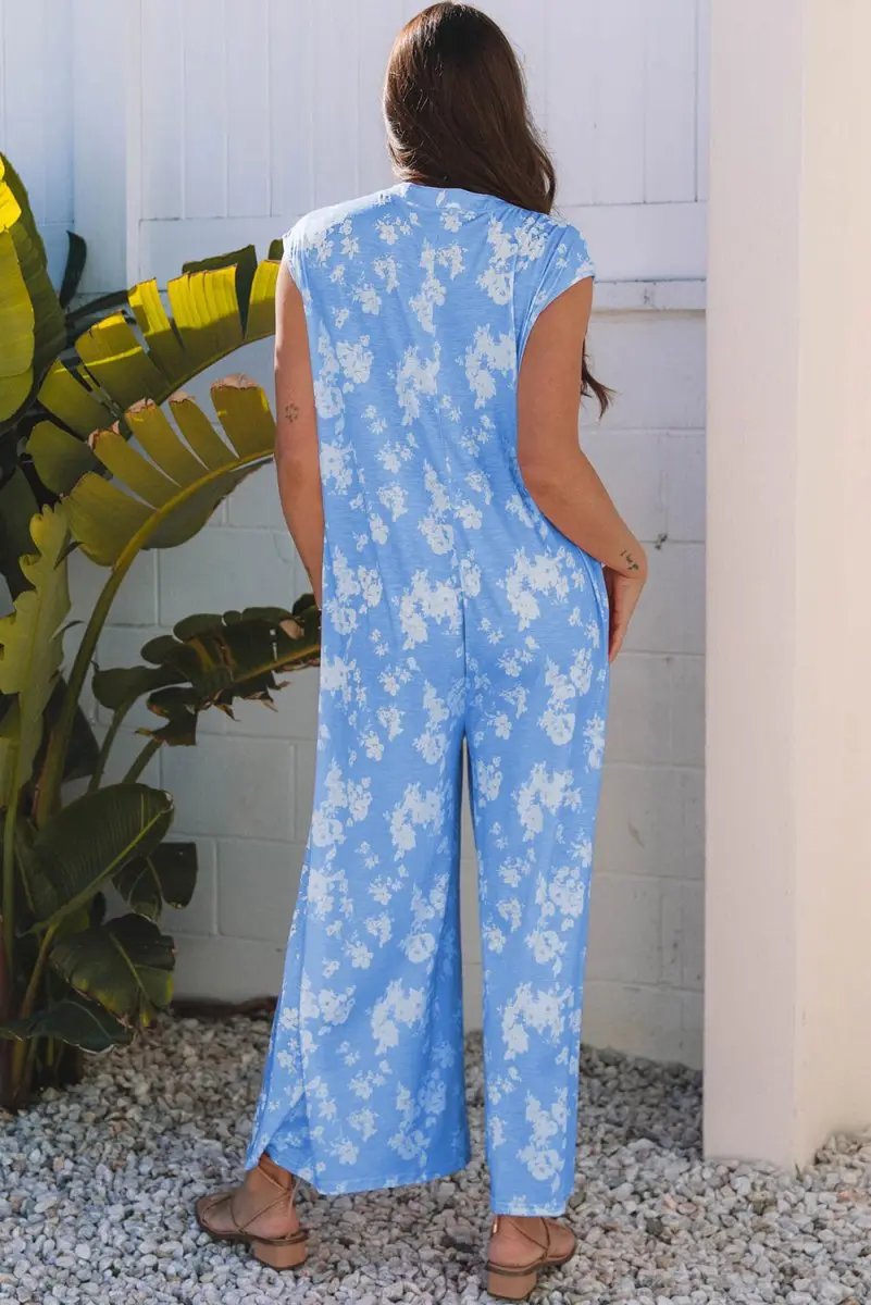 Dresses Love Salve Floral Jumpsuit Women's Casual Wide Leg Romper - Relaxed Fit, Stylish