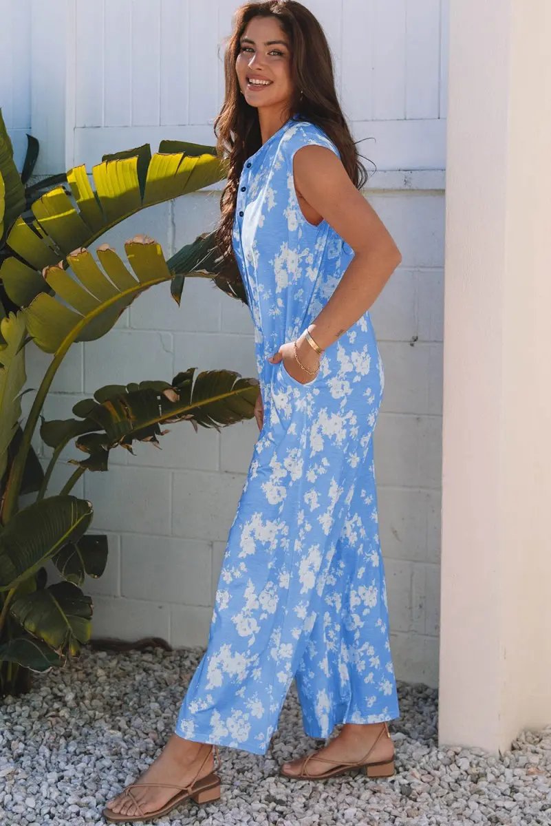 Dresses Love Salve Floral Jumpsuit Women's Casual Wide Leg Romper - Relaxed Fit, Stylish