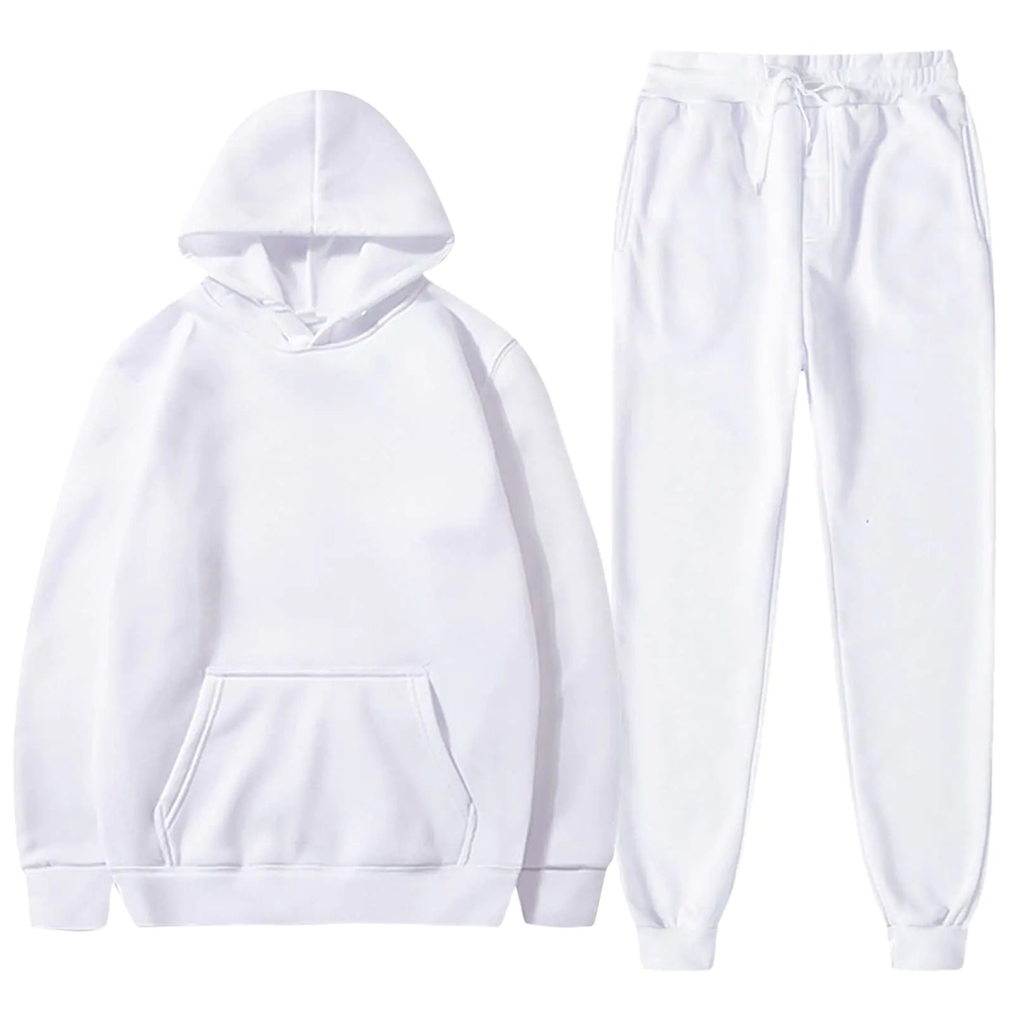 sumensumen Sudadera y pantalones de chándal para mujer, conjunto deportivo informal, sudadera con capucha y bolsillos, pantalones de chándal deportivos para mujer, 04 Blanco XL