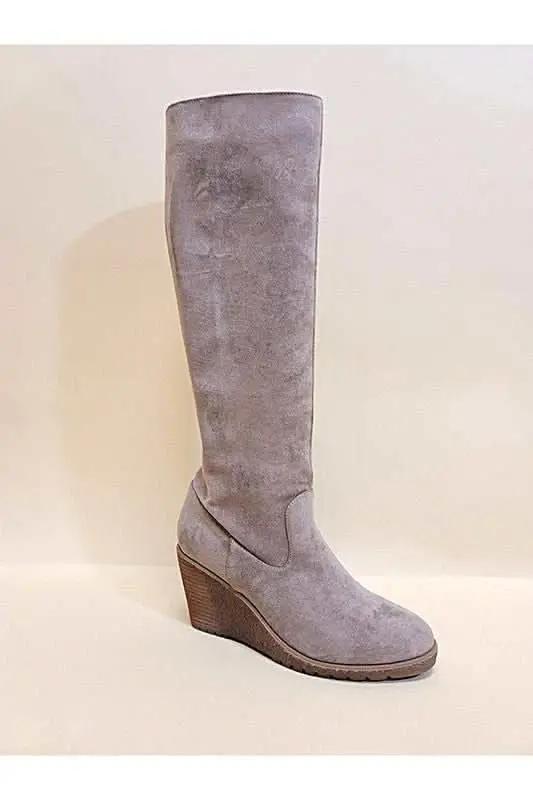 Botas de tacón de cuña hasta la rodilla para mujer - Estilo NAVAEH