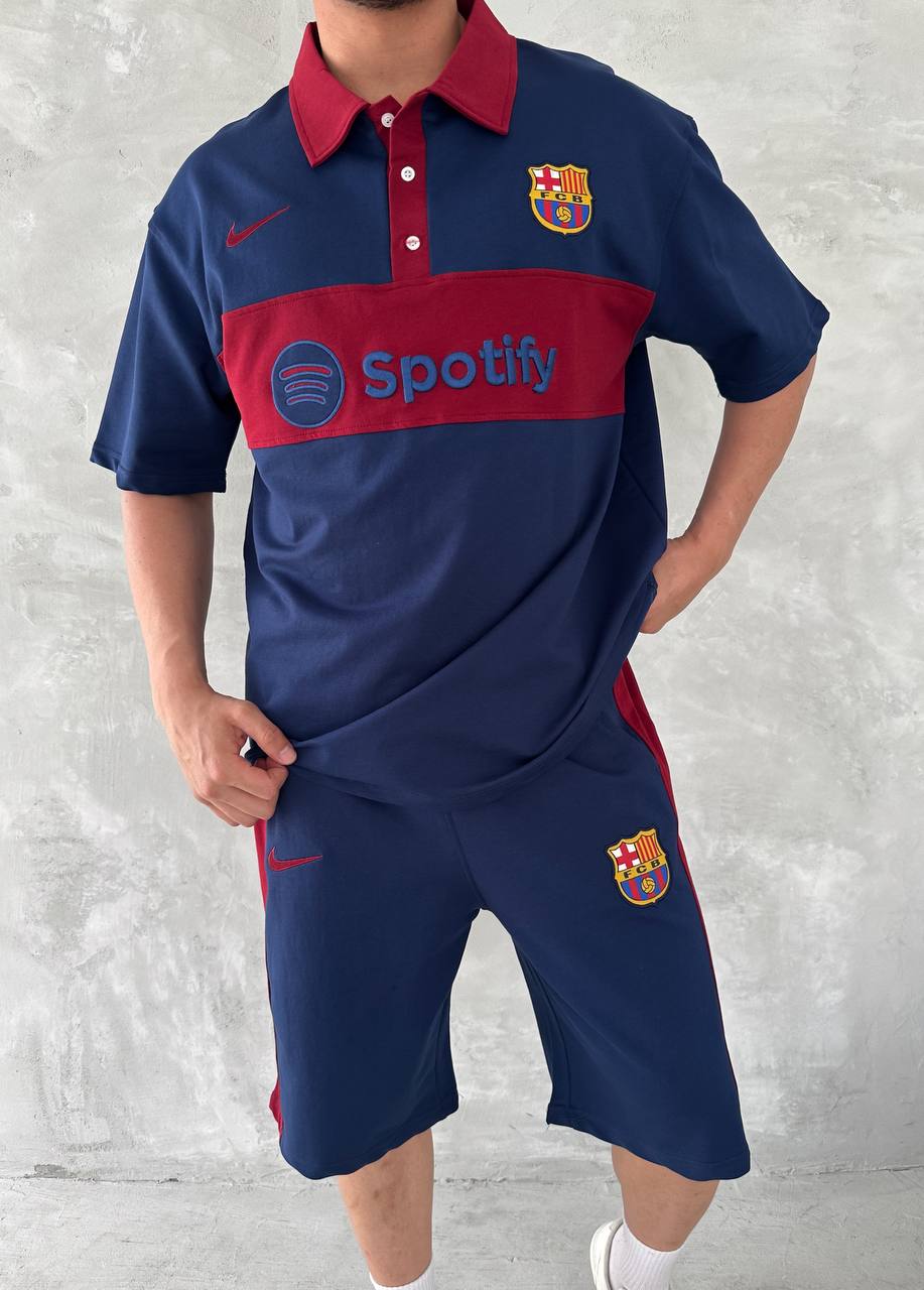 Conjunto de Polo y Pantalón Corto Blaugrana Spirit para Hombre – Estilo Moderno de Fútbol