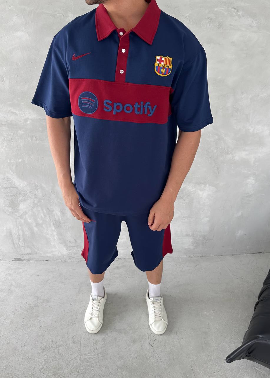 Conjunto de Polo y Pantalón Corto Blaugrana Spirit para Hombre – Estilo Moderno de Fútbol