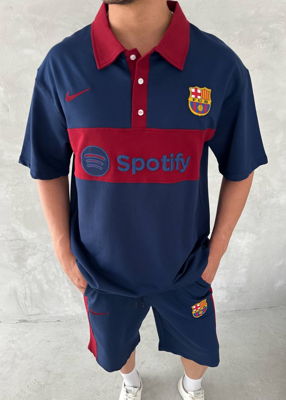 Conjunto de Polo y Pantalón Corto Blaugrana Spirit para Hombre – Estilo Moderno de Fútbol