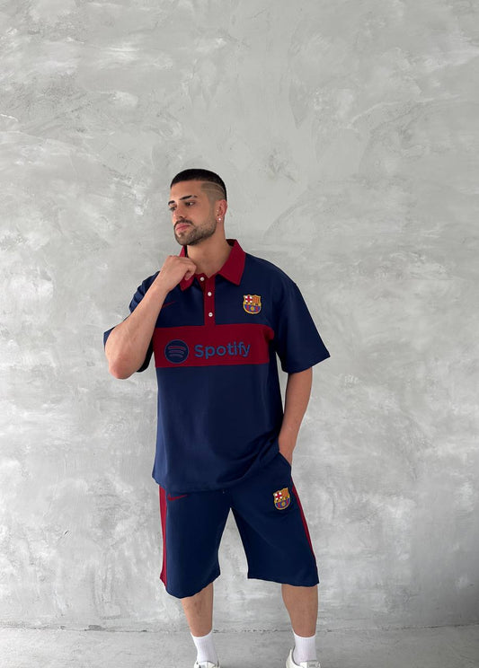 Conjunto de Polo y Pantalón Corto Blaugrana Spirit para Hombre – Estilo Moderno de Fútbol