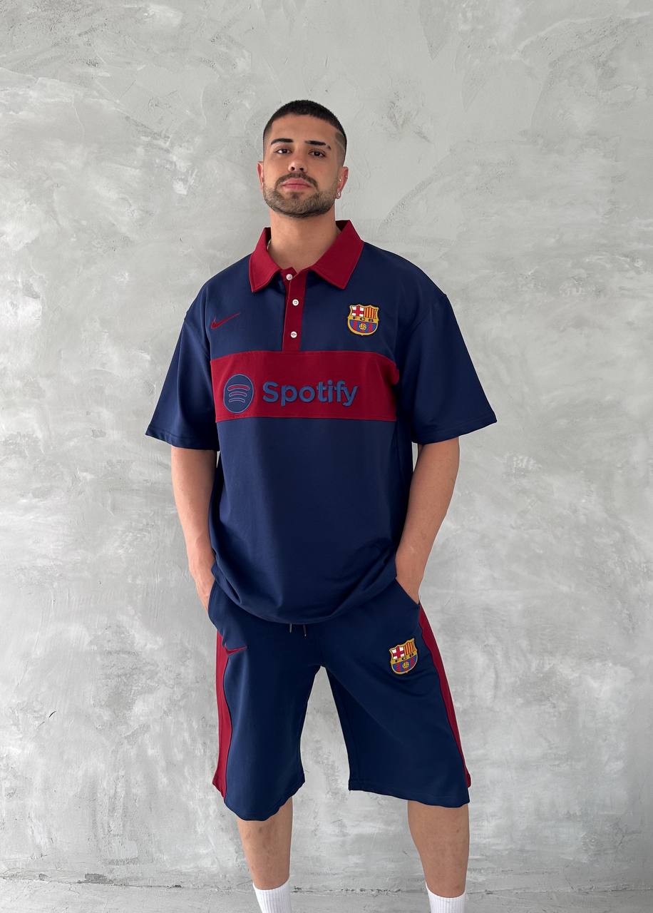 Conjunto de Polo y Pantalón Corto Blaugrana Spirit para Hombre – Estilo Moderno de Fútbol
