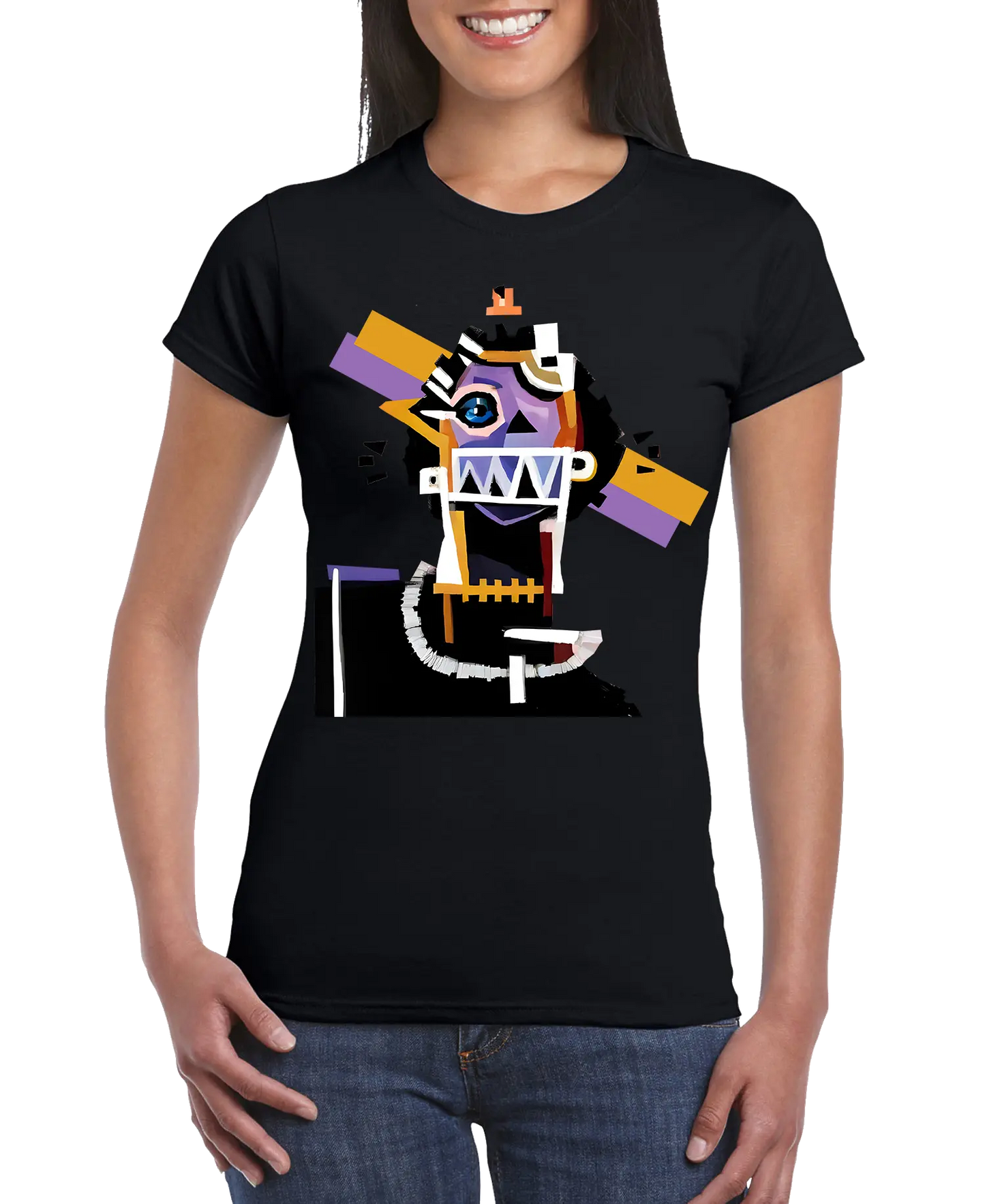 Camiseta ajustada de mujer con estampado de arte neocubista