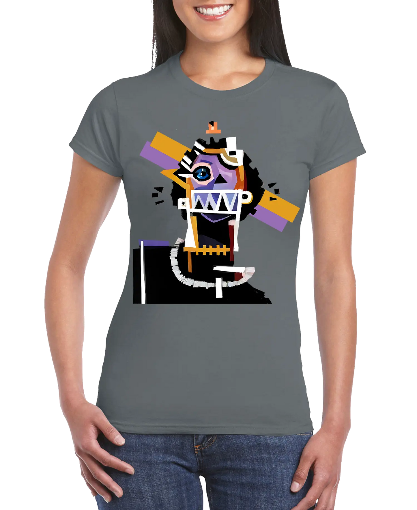 Camiseta ajustada de mujer con estampado de arte neocubista