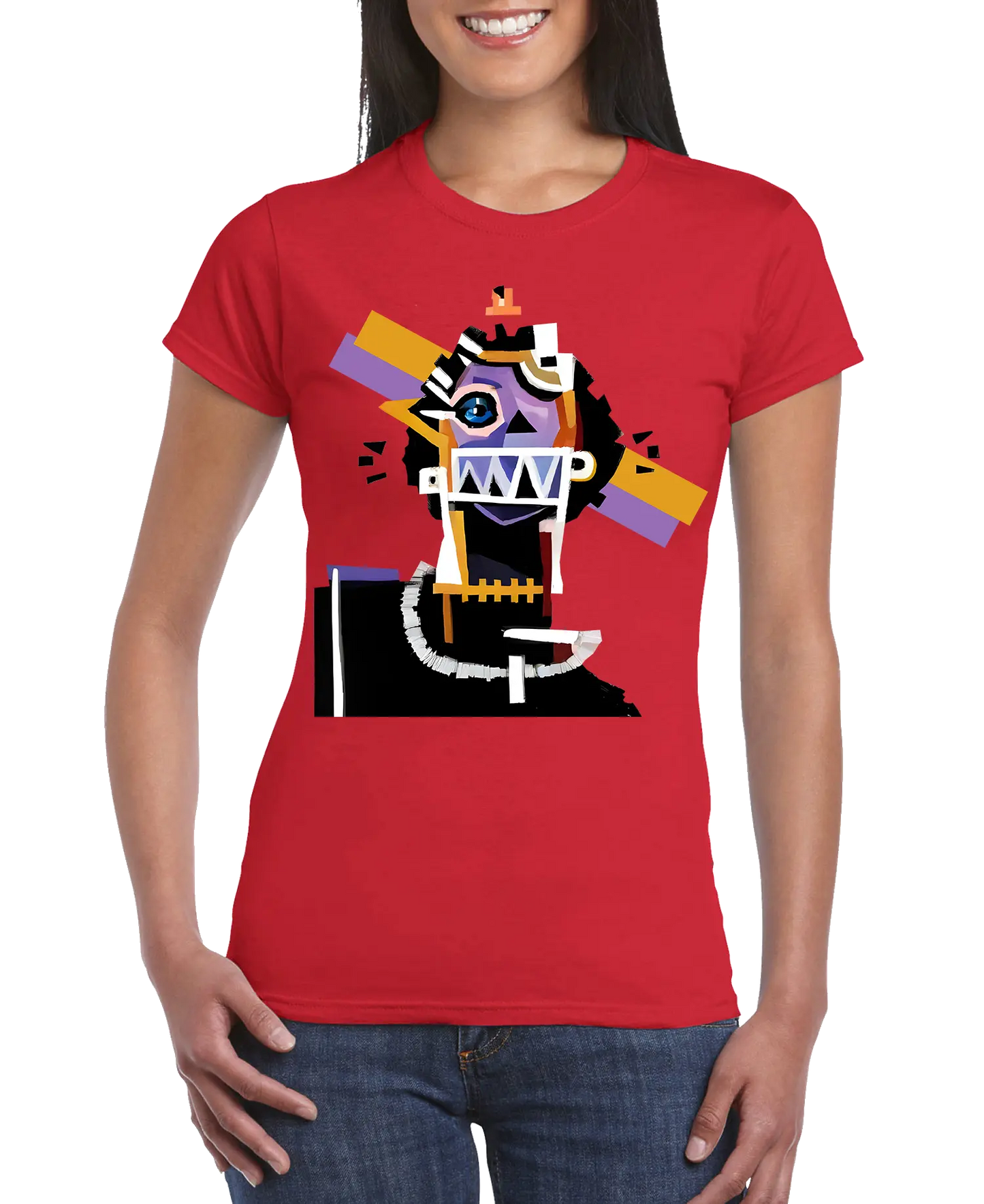 Camiseta ajustada de mujer con estampado de arte neocubista