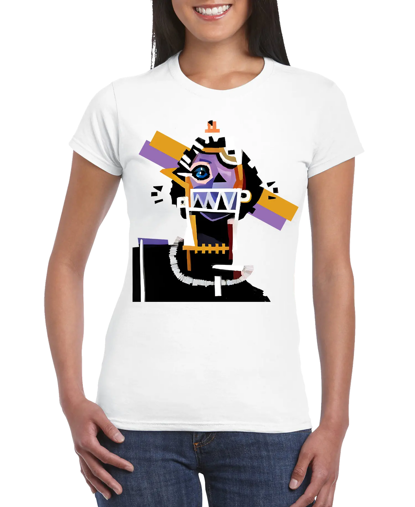 Camiseta ajustada de mujer con estampado de arte neocubista