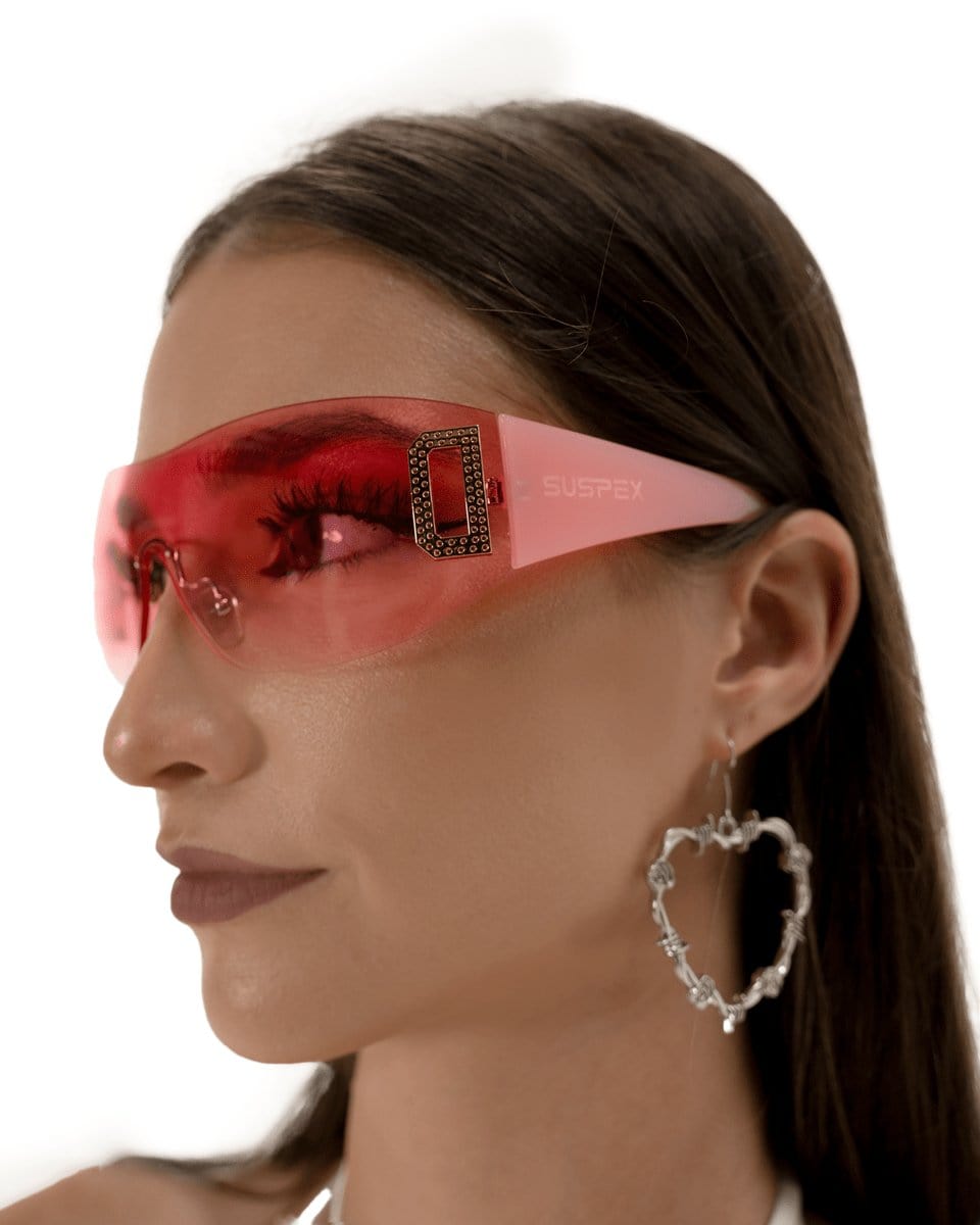Gafas de sol de escudo rosa neón