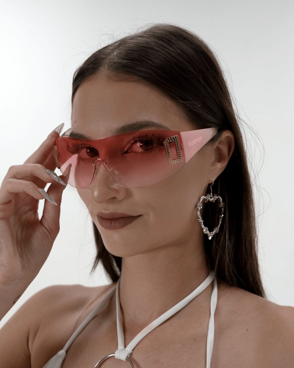Gafas de sol de escudo rosa neón