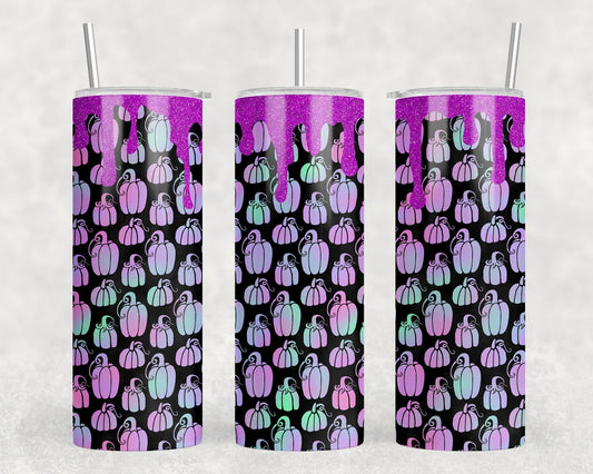 Neon Pumpkins|Skinny Tumbler|Optional Bluetooth Speaker| Speaker Color Varies by Rowdy Ridge Co