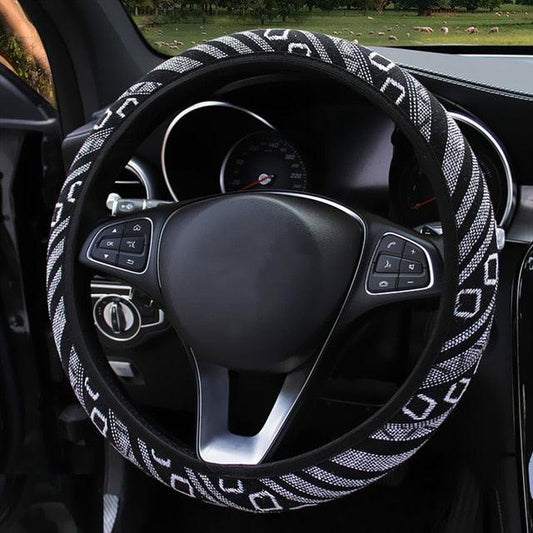 New Baja Blanket Car Steering Wheel Cover Linen Universal Elastic Flax Stripe Cool Interior Car Steering Wheel Cover Ethnic Style Car Accessories Steering Wheel Covers with Cloth for Women Breathable Anti Skid Better Grips Steering Wheel Cover Women