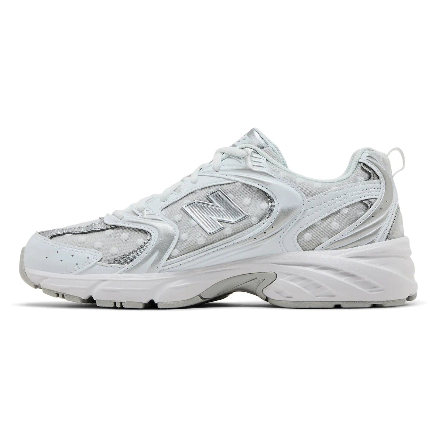 New Balance 530 White Silver Metallic Polka Dots