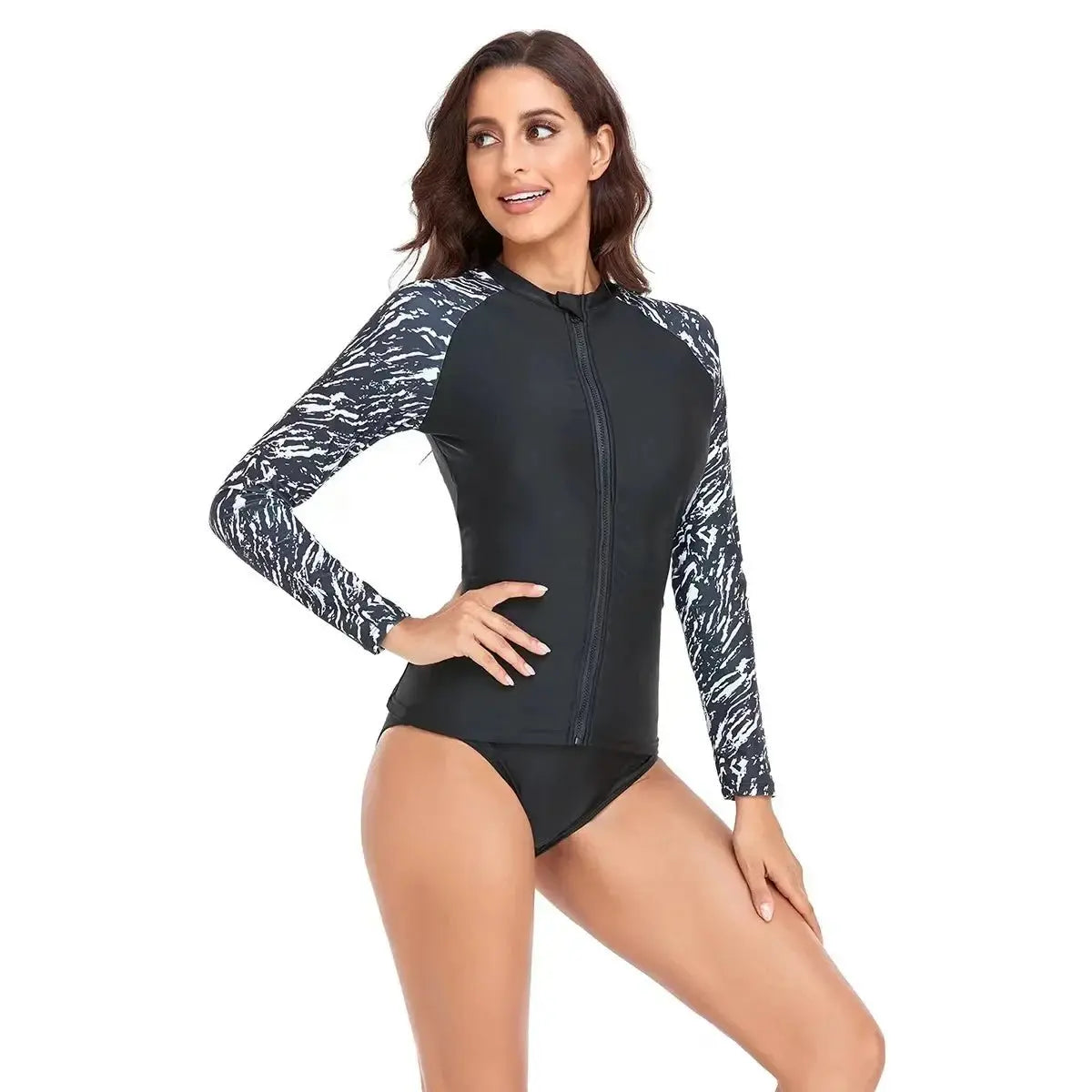 Accessories Love Salve Printed Swimsuit Women's Surfing One Piece - Long Sleeve Coverage