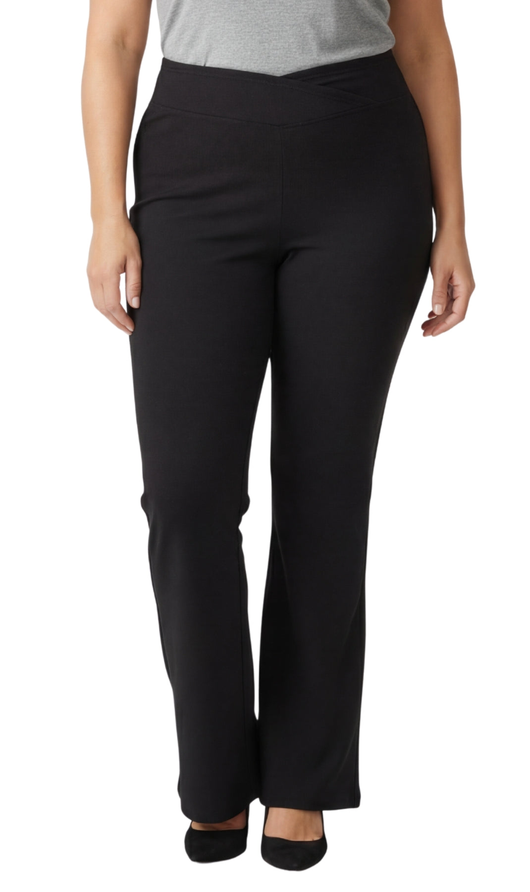 Leggings acampanados de algodón elástico para mujer con cintura cruzada