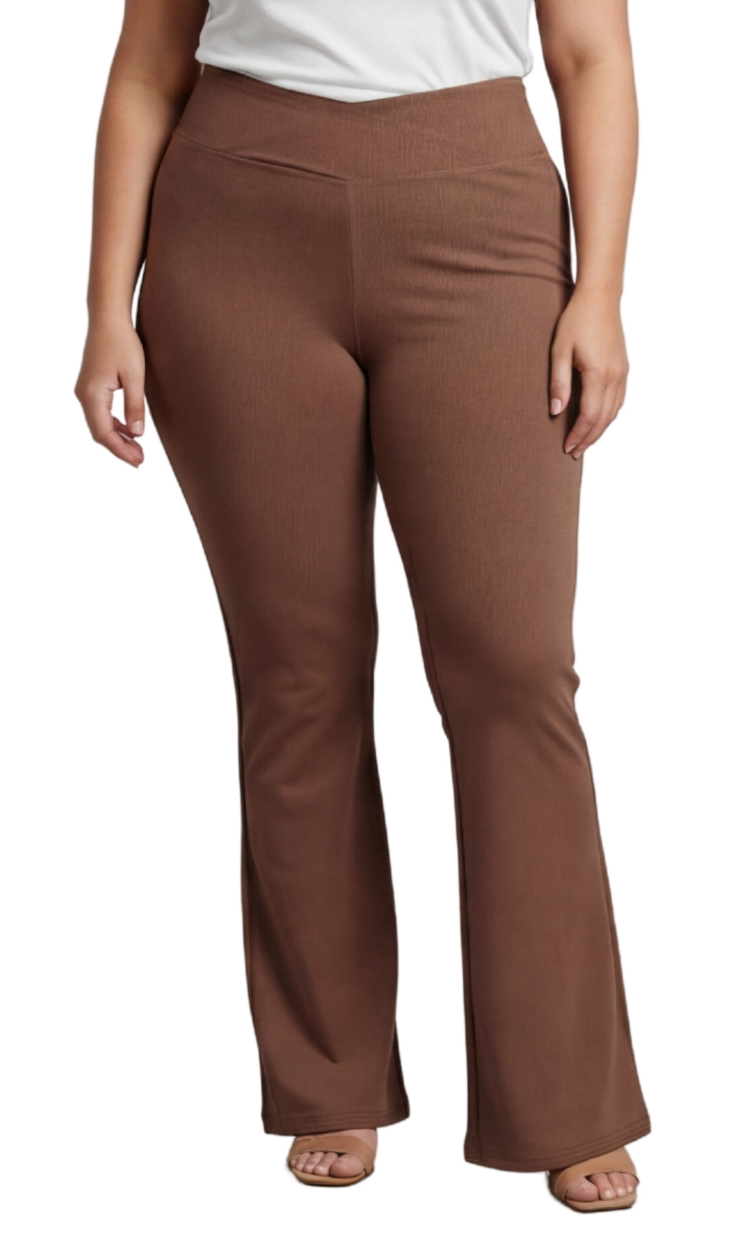 Leggings acampanados de algodón elástico para mujer con cintura cruzada