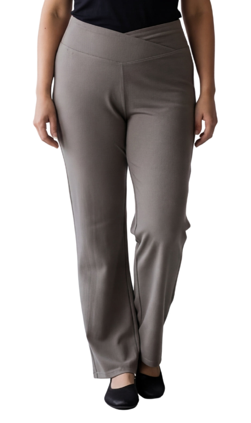Leggings acampanados de algodón elástico para mujer con cintura cruzada
