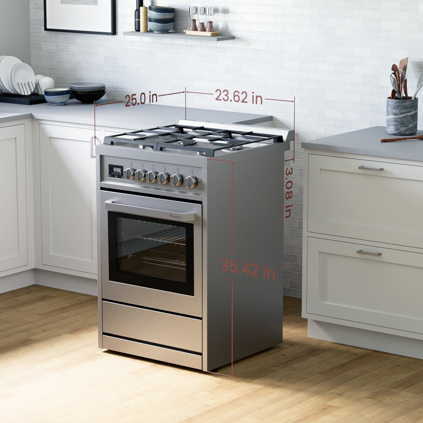 Rangaire 24" Gas Range Convection Oven Freestanding Stainless Steel RRG241TS