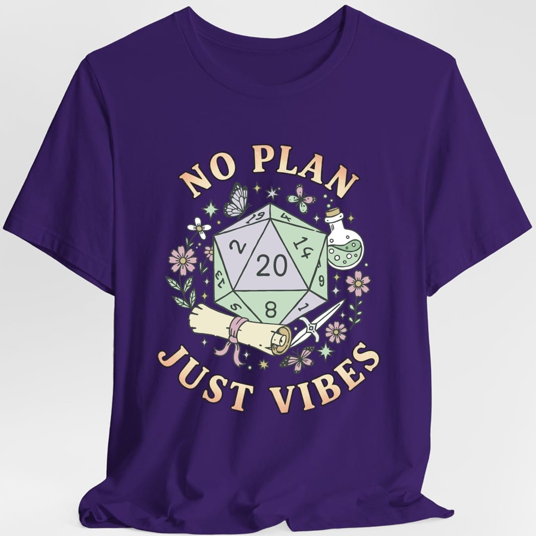 Camiseta de Calabozos y Dragones "Sin Plan, Solo Vibras"