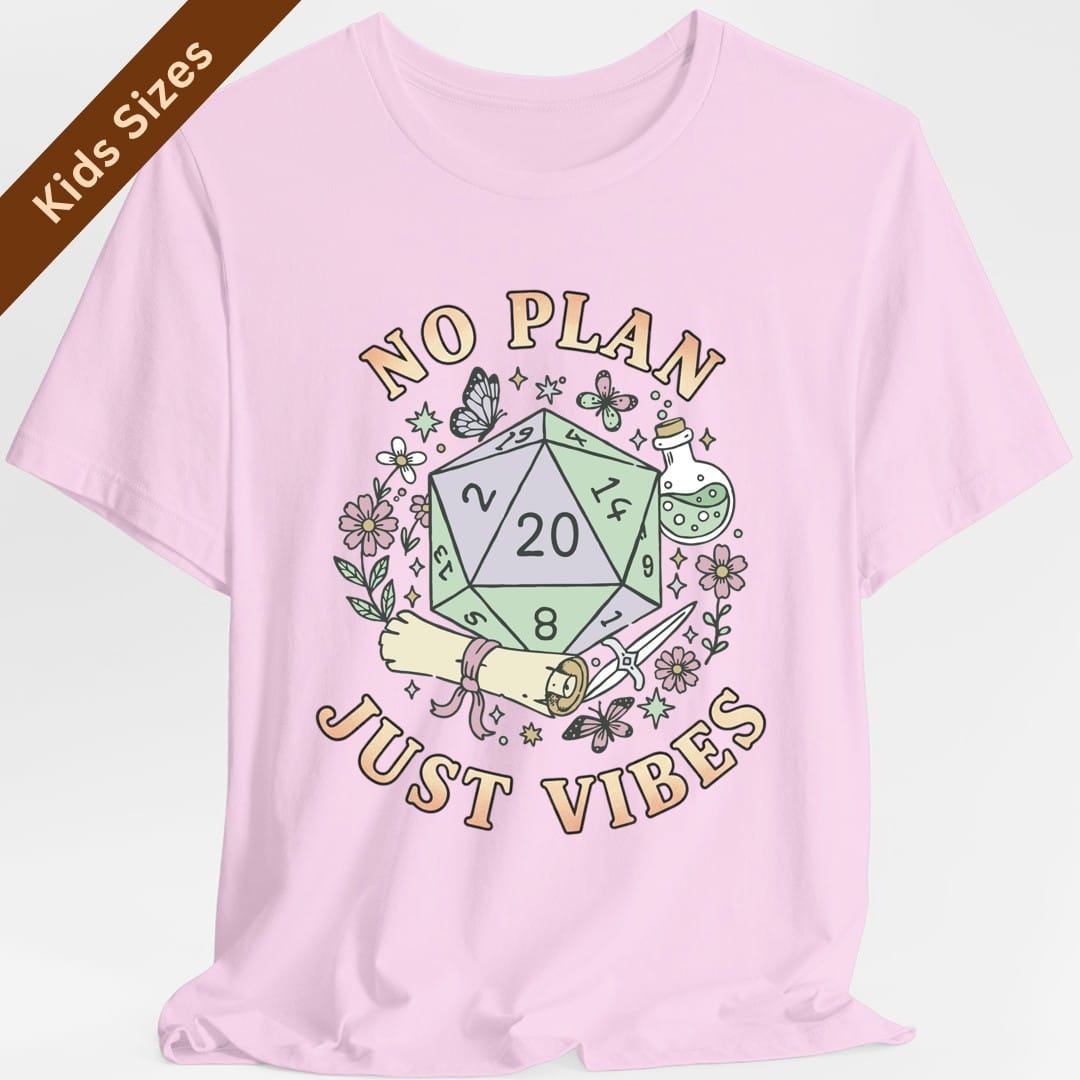 No Plan Just Vibes D&D Kids T-Shirt