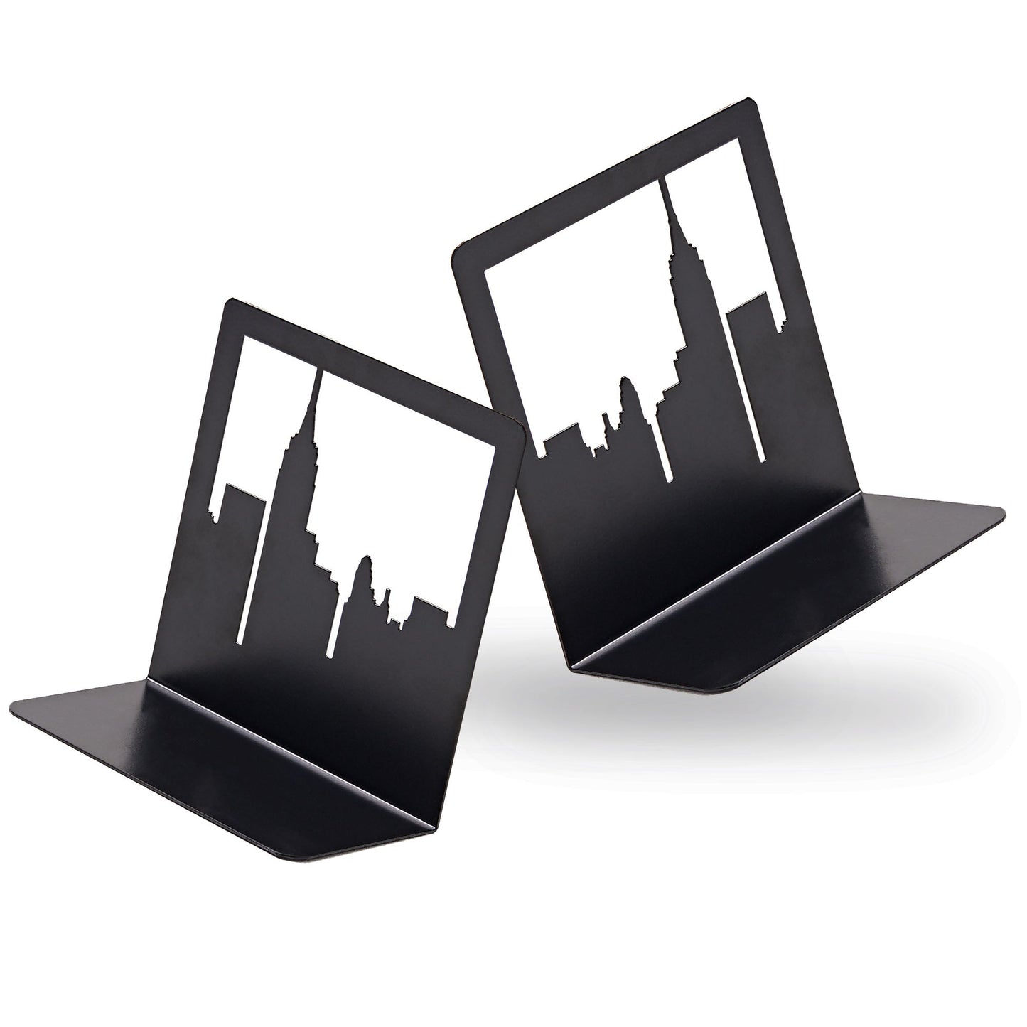 Sujetalibros del horizonte de Nueva York – Sujetalibros decorativos de metal de Geomod