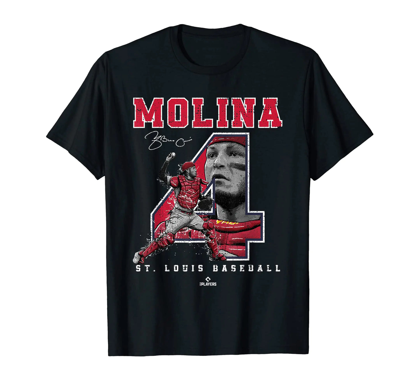 Number and Portrait Yadier Molina St Louis MLBPA T-Shirt