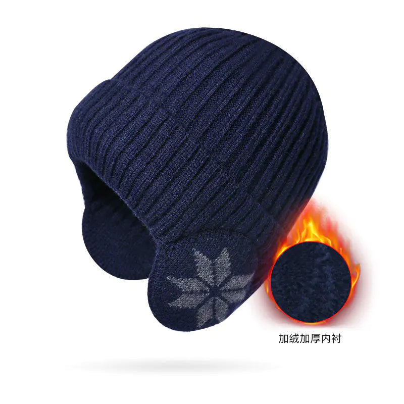 Winter Knit Beanie with Ear Protection for Men and Women